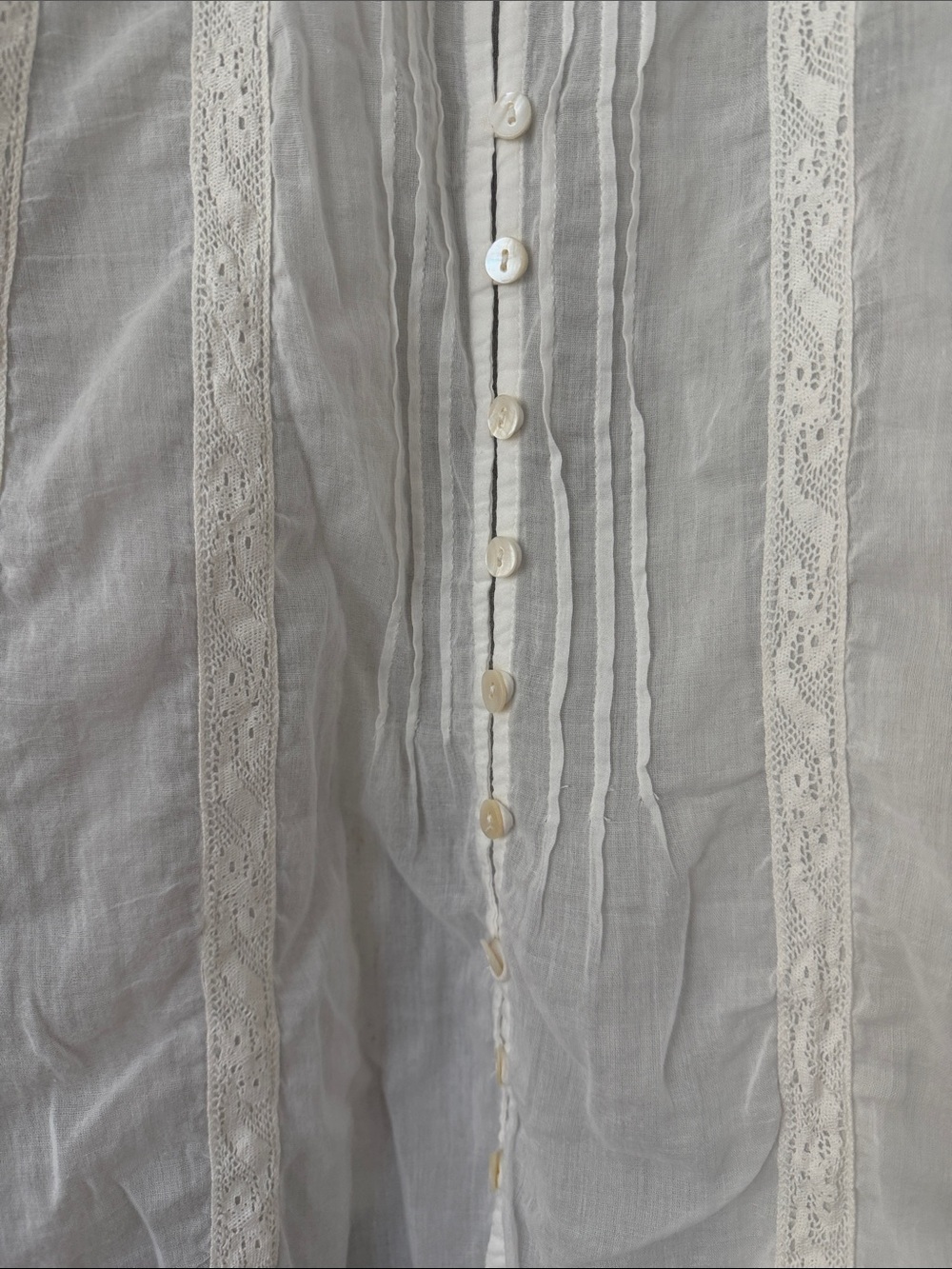 NWT Free People White Lace-Trim Button Down Peasant Blouse - Picture 6 of 13